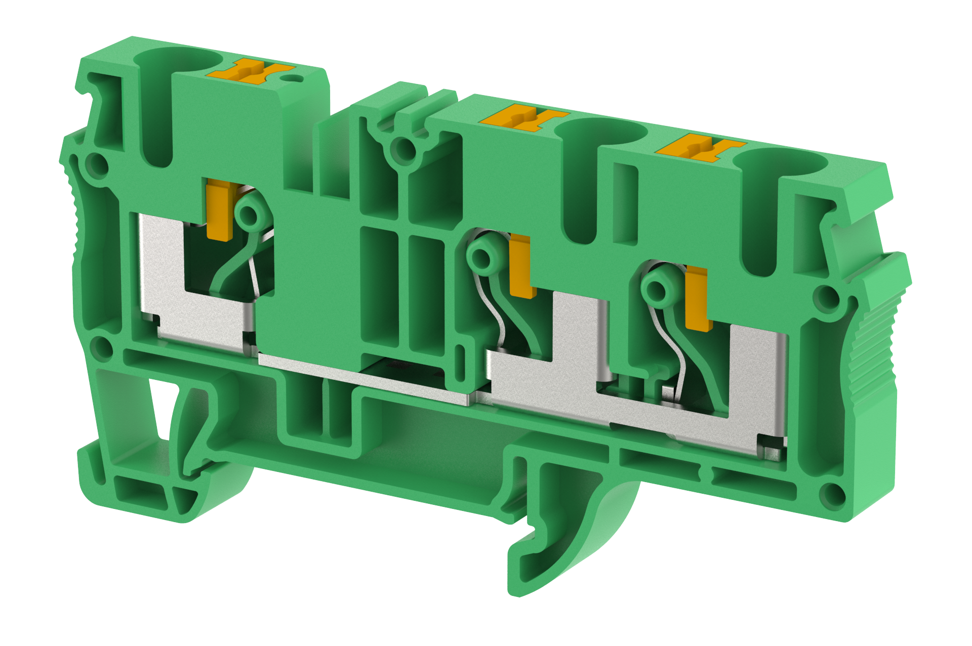 3104050003 Клемма проходная на 3 подключения зеленая PQ6-1x2-GREEN